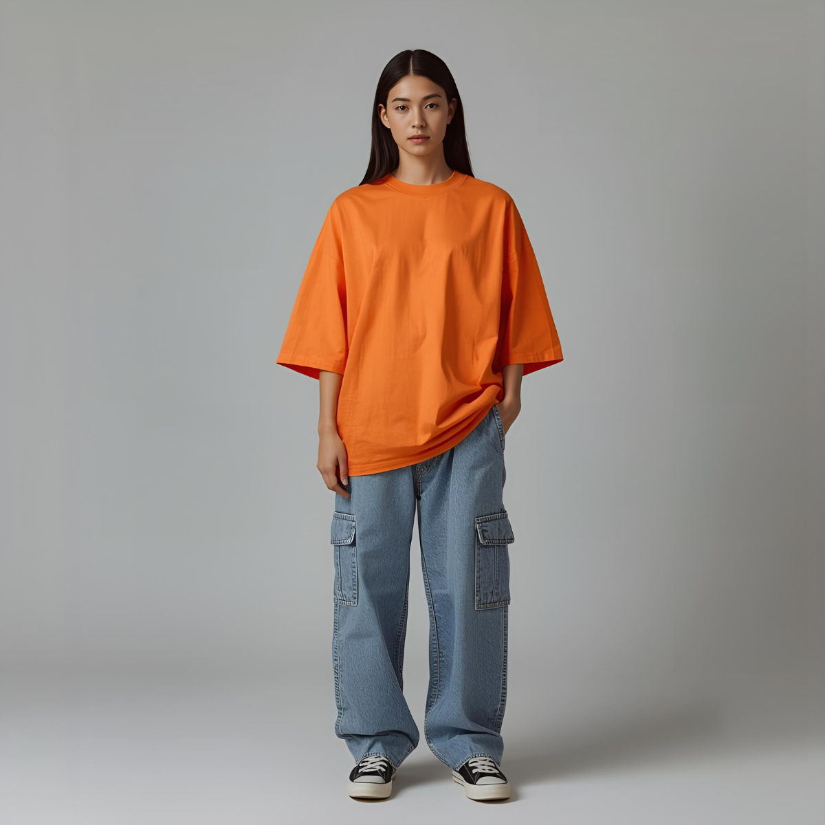 Keaton – T-Shirt | Oversized orange casual style