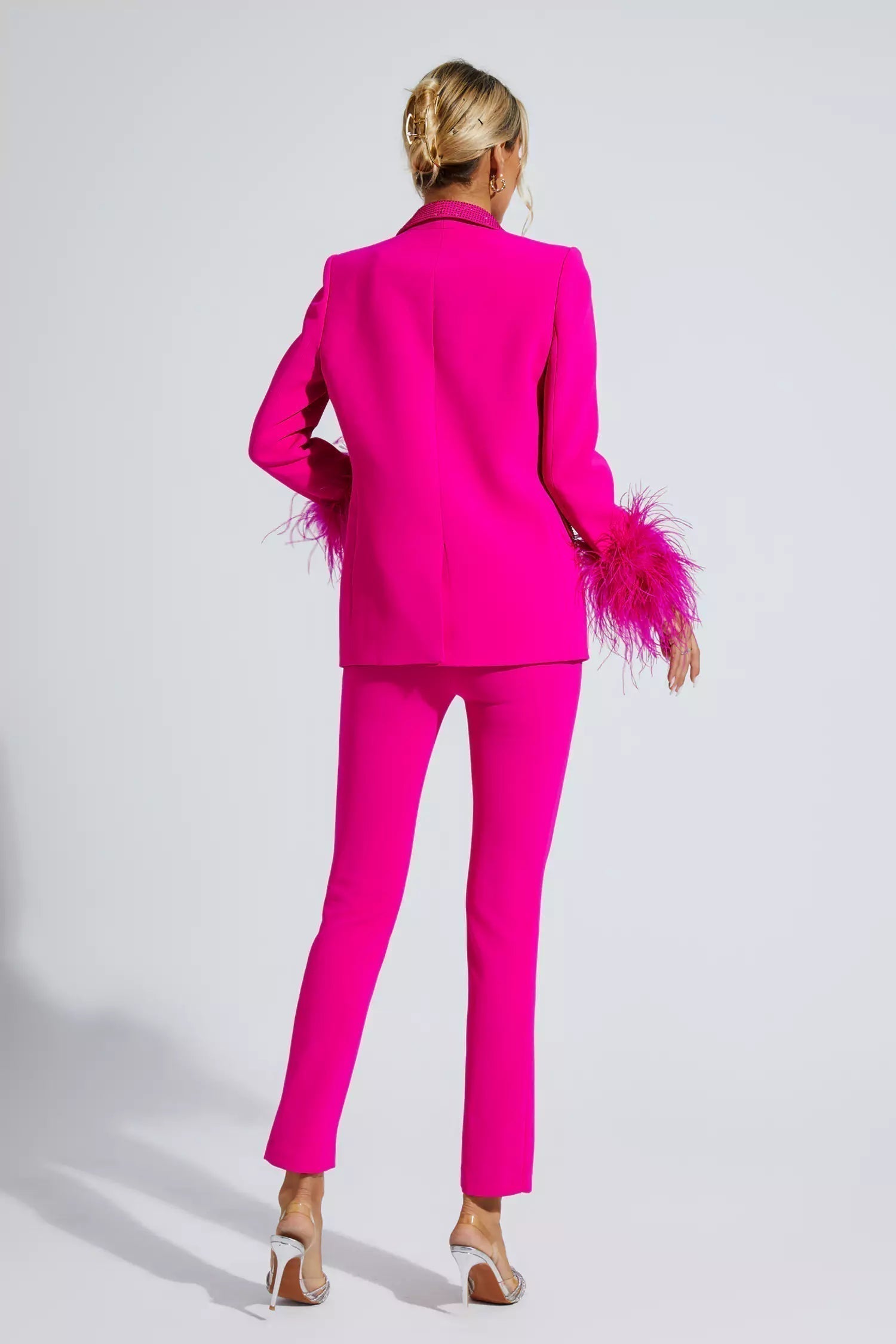 Isabel – Blazer Set | Feather-accented, Diamond-adorned Two-Piece